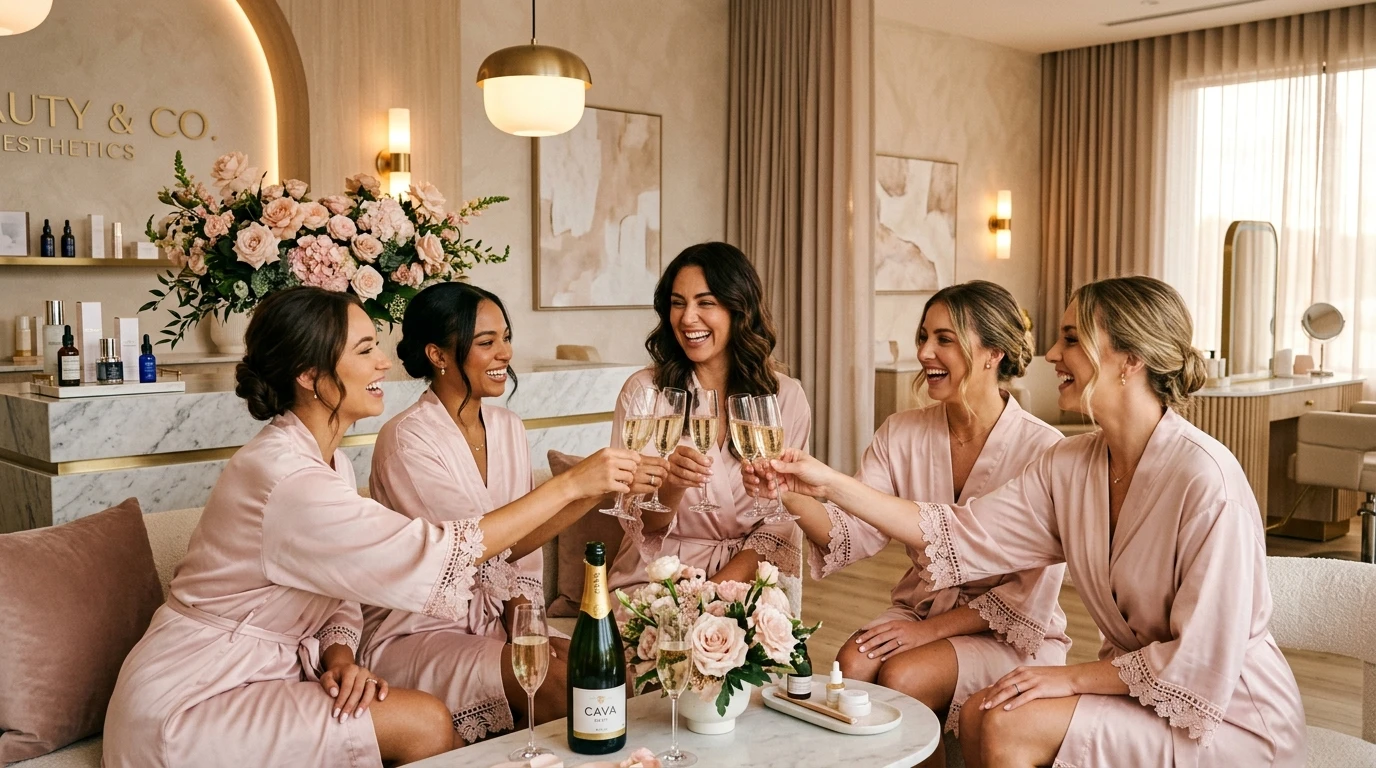 Beauty Party en Madrid - Brindis con cava y batas de seda en Bienestar Chic