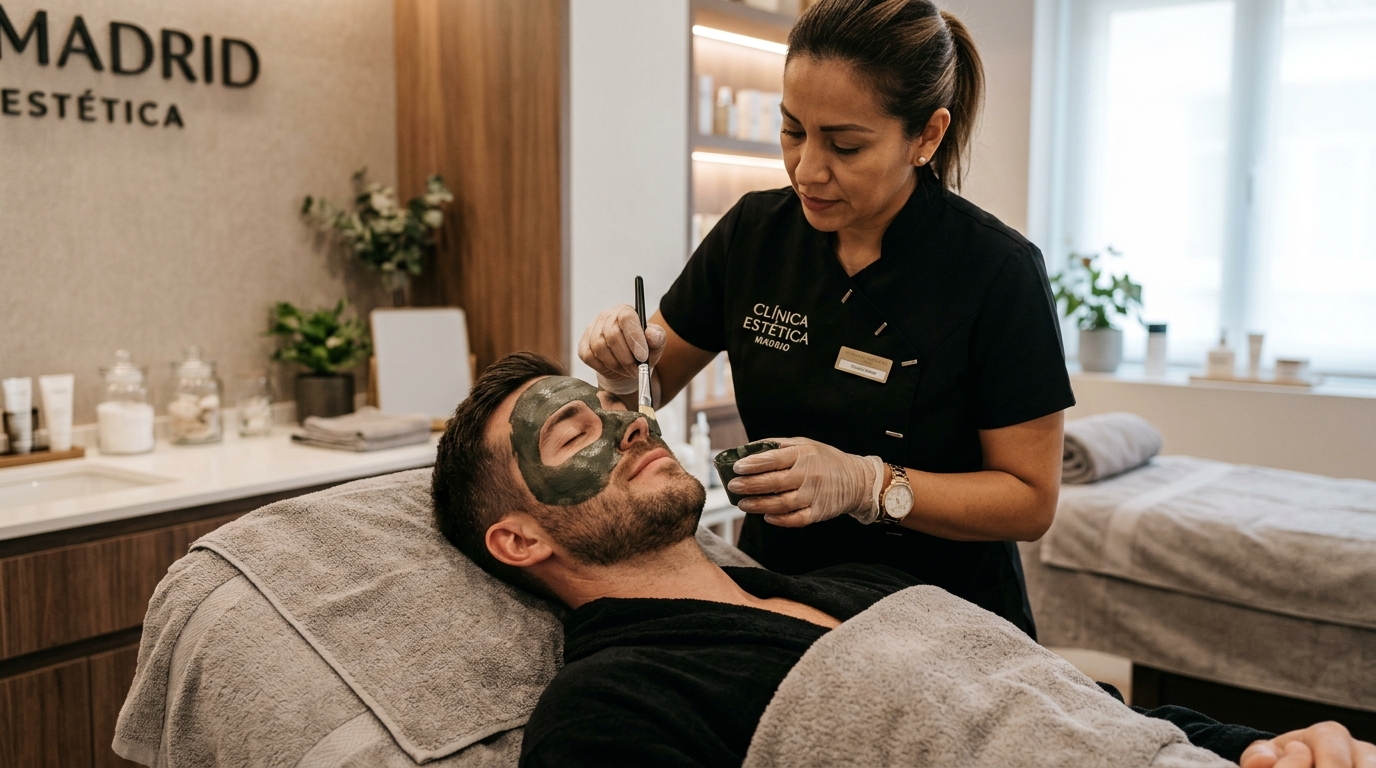 Limpieza facial hombre Madrid cuidado piel masculina Bienestar Chic