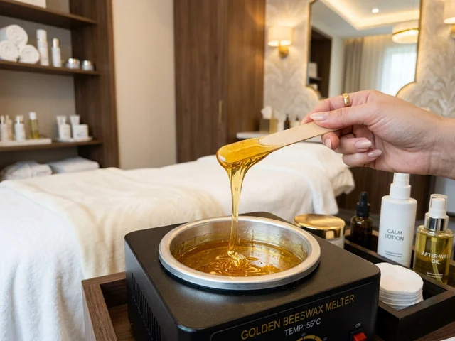 Cera caliente de baja fusión en cabina de estética Madrid